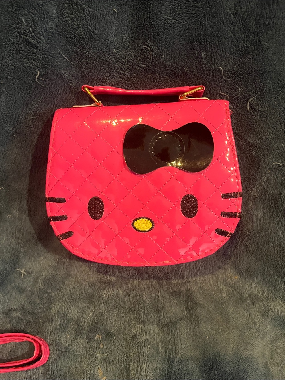 Hello Kitty Hot Pink Quilted Mini Crossbody with Black Bow